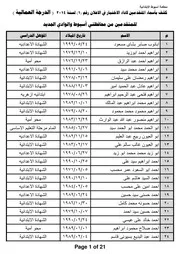 كشف بأسماء المتقدمين لاداء الاختبار في الاعلان رقم 1 لسنة 2014 المؤهلات العليا للمتقدمين من محافظتي أسيوط والوادي الجديد