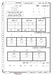 مذكرة تأسيس لغة عربية للصف الاول الابتدائي