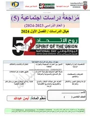 مراجعة هيكل الدراسات الاجتماعية خامس فصل اول 2024 المعلم ايمن عبدالله