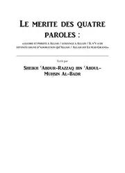 LE MERITE DES QUATRE PAROLES - فضائل الكلمات الأربع باللغة الفرنسية
