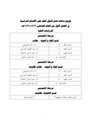 جداول قسم أصول الفقه