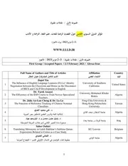 المجموعة الأولى / المقالات المقبولة المؤتمر الدولي السنوي الخامس حول القضايا الراهنة للغات، علم اللغة، الترجمة و الأدب