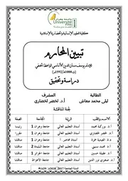 تبيين المحارم - يوسف الأماسي 1000 ه